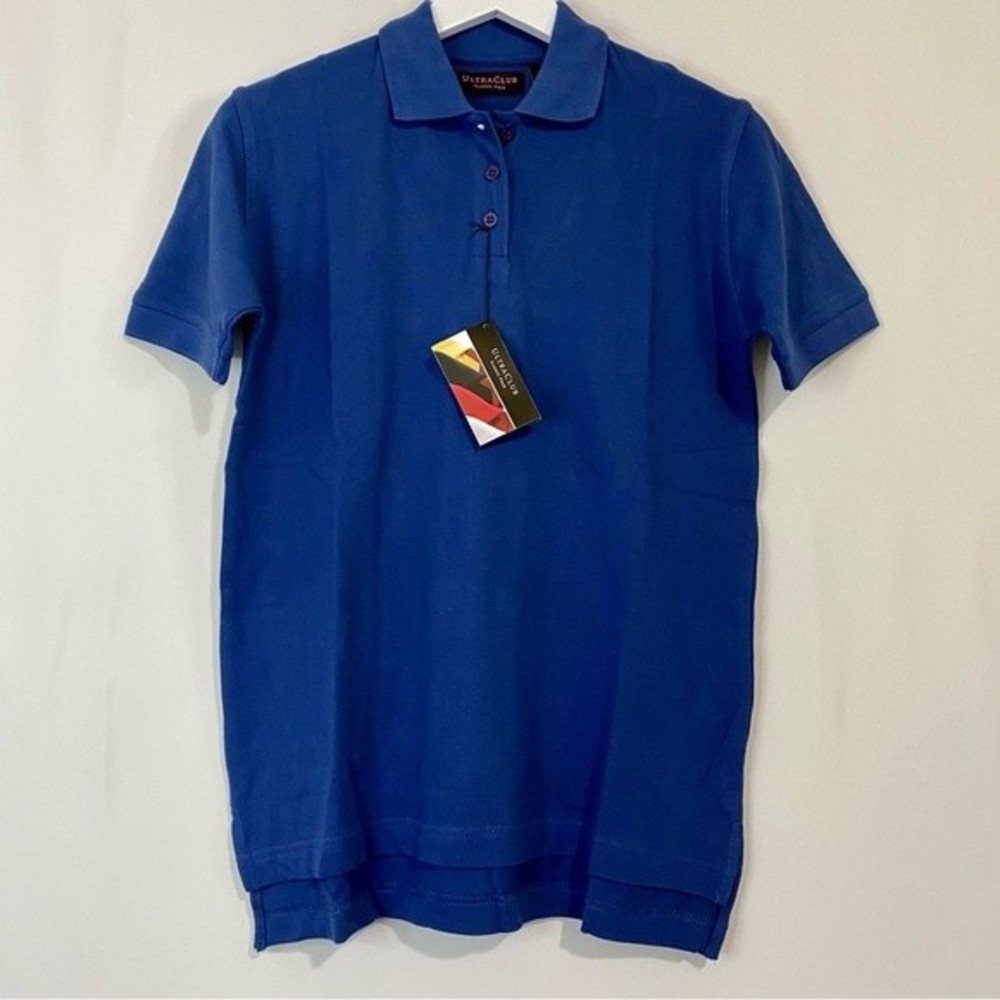 Ultra Club Women’s The Basics Button Short Sleeve Polo Navy Blue NWT Staple